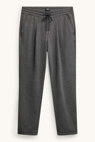 Damen - Stoffhose - Mid Waist - Tapered Fit - dunkelgrau-melange