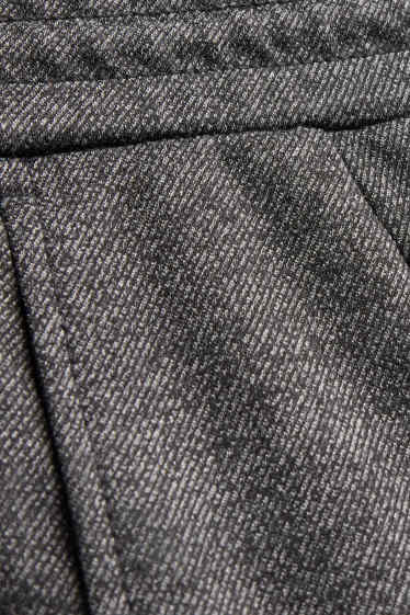 Damen - Stoffhose - Mid Waist - Tapered Fit - dunkelgrau-melange
