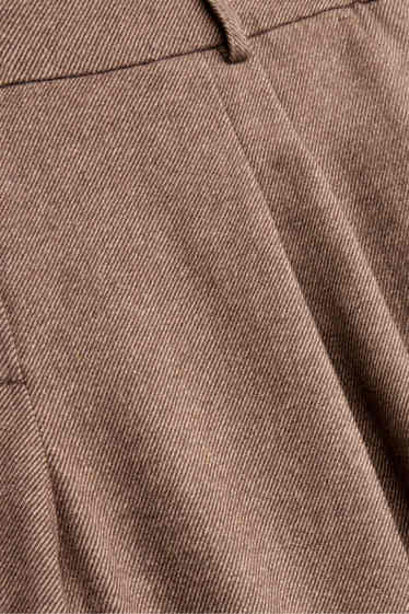 Femmes - Pantalon en toile - high waist - wide leg - marron
