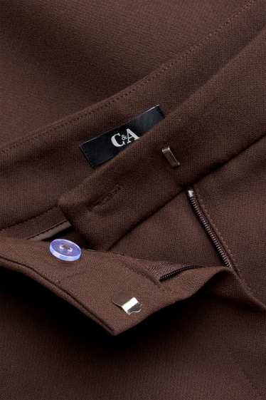 Femei - Pantaloni de stofă - talie medie - wide leg - maro închis
