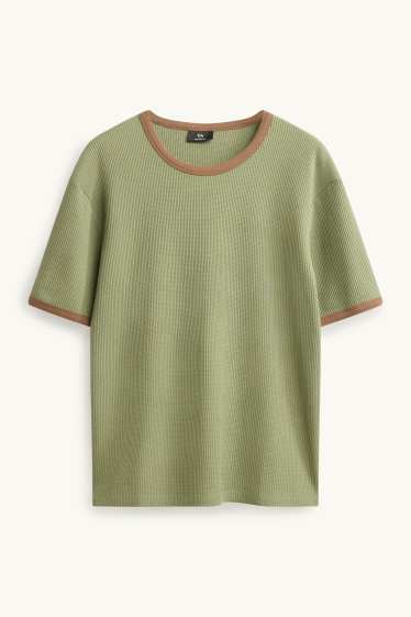 Herren - T-Shirt - Relaxed Fit - strukturiert - grün
