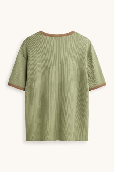 Herren - T-Shirt - Relaxed Fit - strukturiert - grün