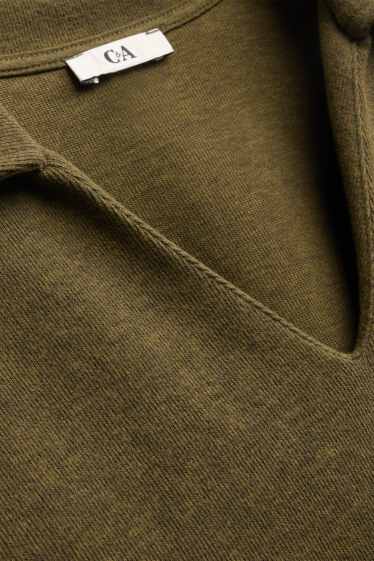 Women - V-neck jumper - dark green
