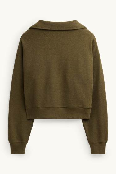 Women - V-neck jumper - dark green