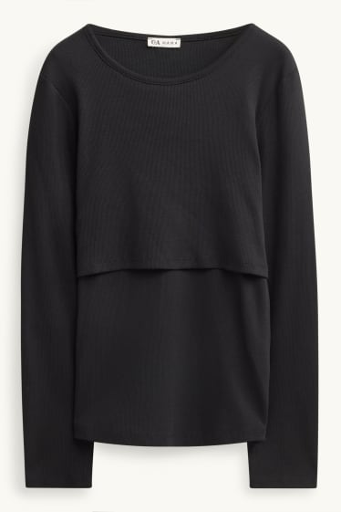 Donna - Maglia a maniche lunghe per allattamento - relaxed fit - nero