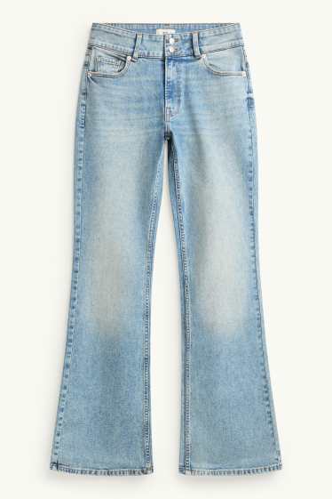 Femei - Flared jeans - talie medie - LYCRA® - denim-albastru