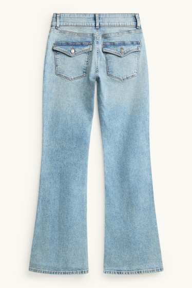 Femei - Flared jeans - talie medie - LYCRA® - denim-albastru