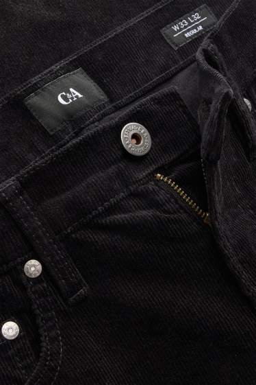 Hommes - Pantalon en velours côtelé - Straight fit - noir