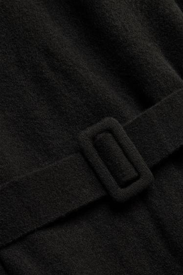 Femmes - Robe en maille avec ceinture - straight fit - noir