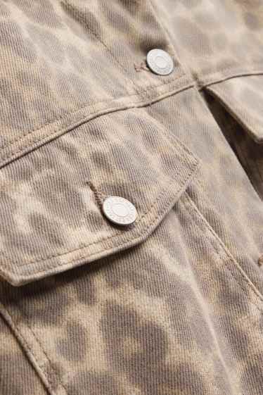 Femmes - Veste en jean - imprimé léopard - beige / marron