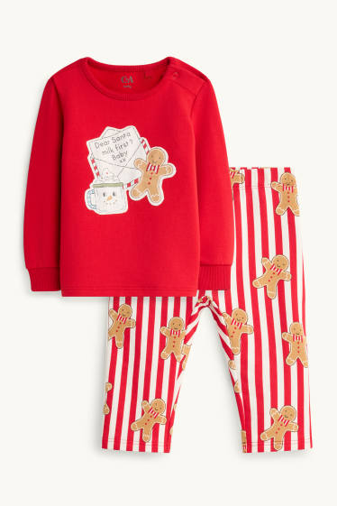 Unisex - Mini Me - galeta de gingebre - pijama infantil nadalenc - 2 peces - vermell/blanc