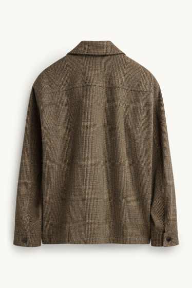 Herren - Hemdjacke - Relaxed Fit - Kent - strukturiert - braun / beige