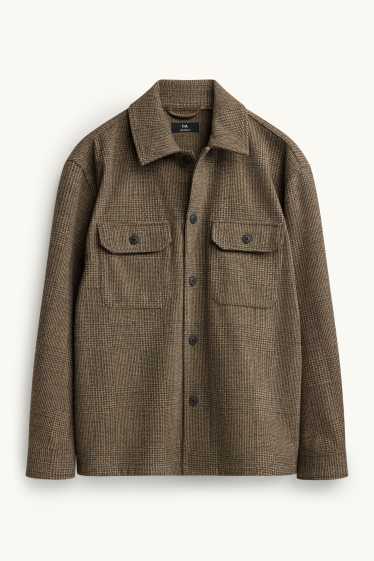 Herren - Hemdjacke - Relaxed Fit - Kent - strukturiert - braun / beige