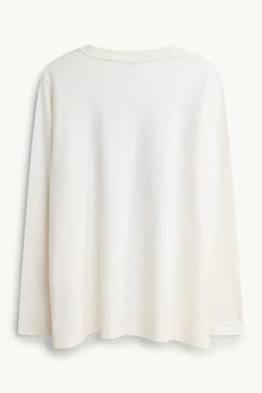 Damen - Langarmshirt - Regular Fit - Glanz-Effekt - cremeweiß