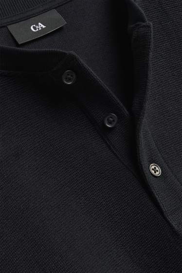 Bărbați - Tricou cu mânecă lungă - regular fit - structurat - negru