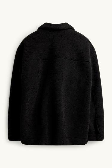 Heren - Overhemdjas van teddybont - relaxed fit - kent - zwart