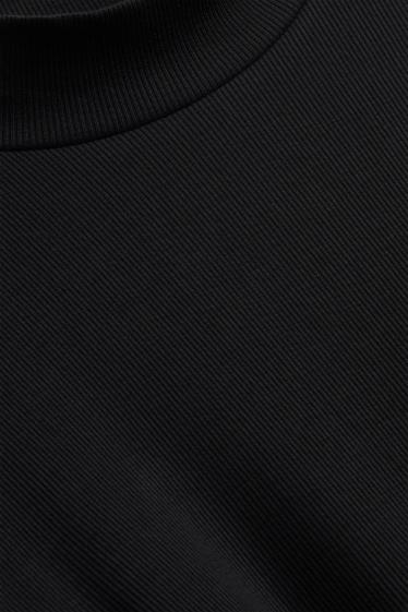 Femei - Tricou cu mânecă lungă - reiat - negru