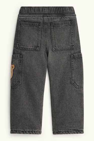 Kinderen: jongens - Teddybeer - relaxed jeans - thermojeans - jeansdonkergrijs