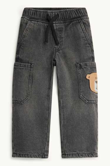 Kinderen: jongens - Teddybeer - relaxed jeans - thermojeans - jeansdonkergrijs
