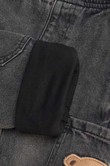 Kinderen: jongens - Teddybeer - relaxed jeans - thermojeans - jeansdonkergrijs