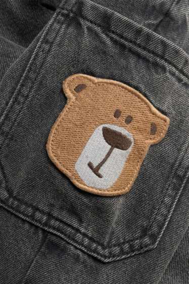 Kinderen: jongens - Teddybeer - relaxed jeans - thermojeans - jeansdonkergrijs