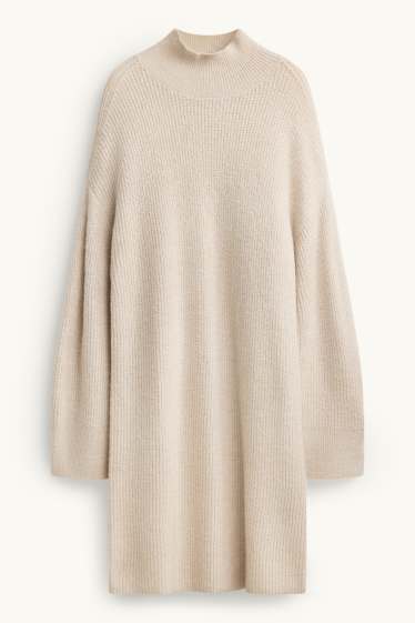 Damen - Strickkleid - Straight Fit - gerippt - beige