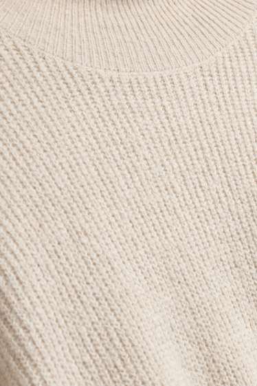 Damen - Strickkleid - Straight Fit - gerippt - beige