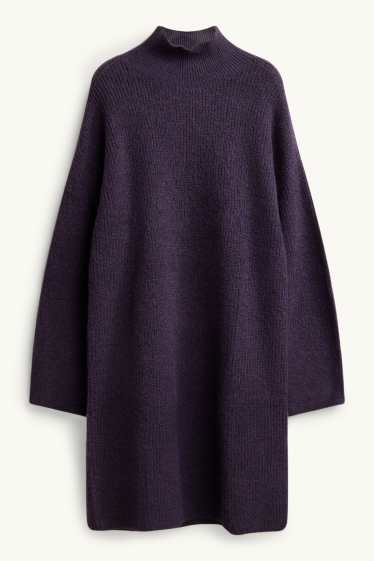 Femmes - Robe en maille - straight fit - finition côtelée - violet