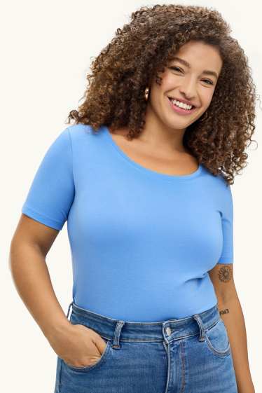 Femmes - T-shirt - slim fit - bleu