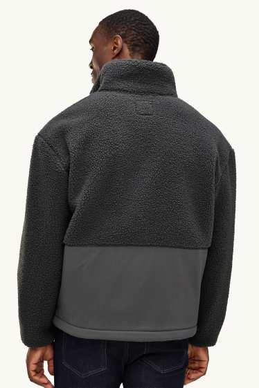 Home - Jaqueta de teixit polar - negre