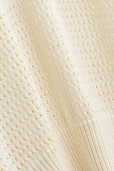 Donna - Maglione - a maniche corte - tessuto tramato - bianco crema