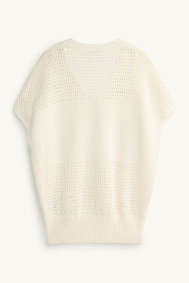 Donna - Maglione - a maniche corte - tessuto tramato - bianco crema