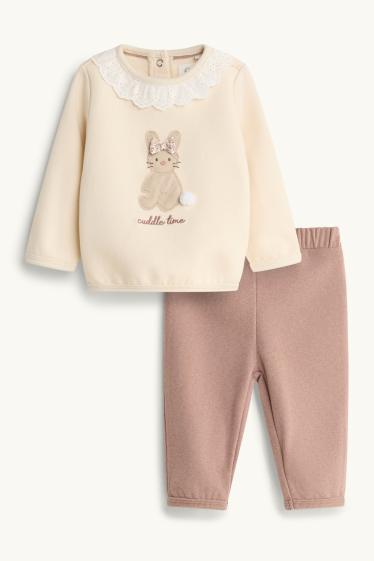 Baby Girls - Bunny rabbit - baby outfit - 2 piece - beige