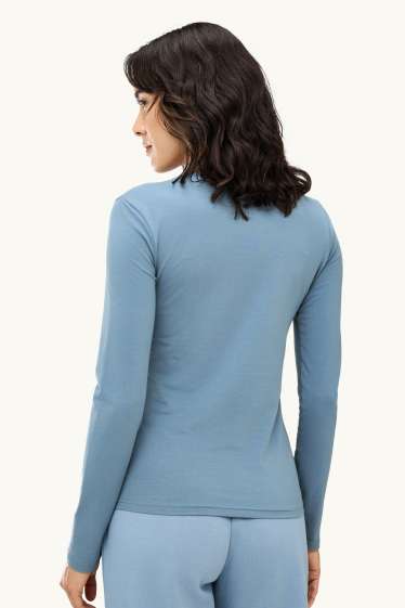 Femmes - Haut à manches longues - slim fit - bleu clair