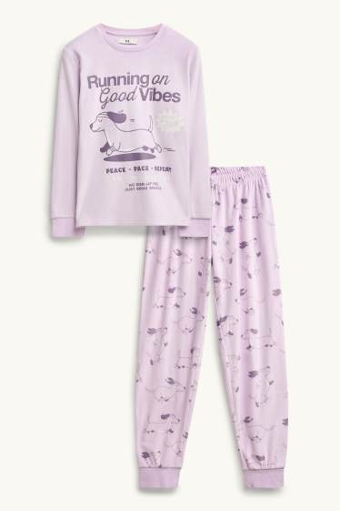 Enfants filles - Teckels - pyjama - 2 pièces - lilas
