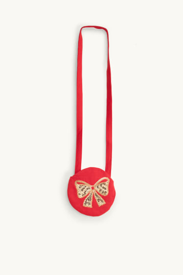 Kinder Mädchen - Schleife und Sterne - Set - Kleid und Tasche - 2 teilig - rot