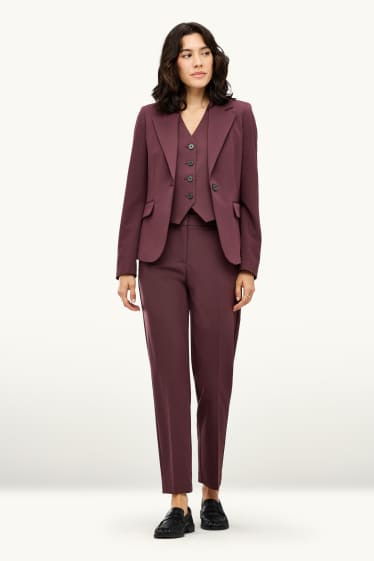 Femei - Pantaloni office - talie medie - cigarette fit - bordo