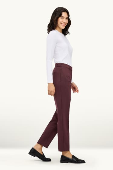 Femei - Pantaloni office - talie medie - cigarette fit - bordo