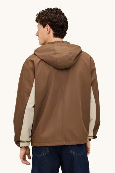 Herren - Jacke mit Kapuze - wasserabweisend - braun / beige