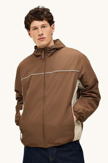 Herren - Jacke mit Kapuze - wasserabweisend - braun / beige
