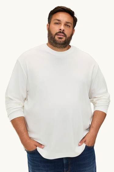Hommes - Haut à manches longues - relaxed fit - blanc