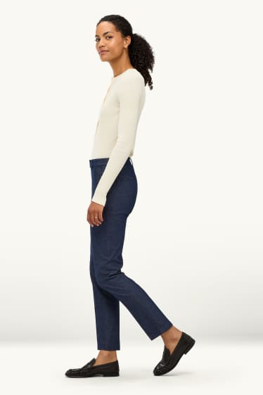Damen - Stoffhose - Mid Waist - Tapered Leg - Jeans-Look - dunkelblau