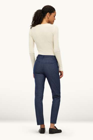 Damen - Stoffhose - Mid Waist - Tapered Leg - Jeans-Look - dunkelblau