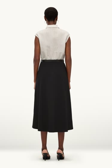Mujer - Vestido fit & flare con cinturón - blanco / negro