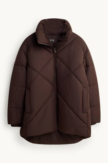 Women - Quilted jacket - water-repellent - dark brown
