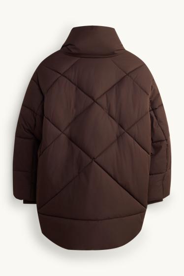 Women - Quilted jacket - water-repellent - dark brown