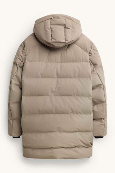 Herren - Steppmantel mit Kapuze - gefüttert - wasserabweisend - beige