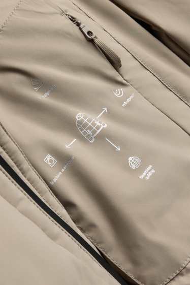 Herren - Steppmantel mit Kapuze - gefüttert - wasserabweisend - beige