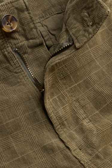 Men - Corduroy cargo trousers - tapered fit - textured - dark green