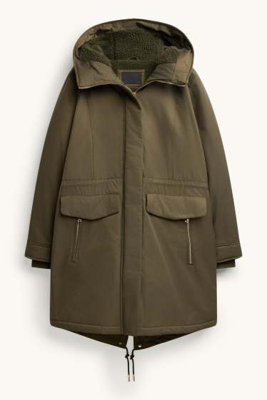 Femmes - Parka à capuche - rembourrée - vert foncé